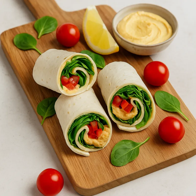 Natural Wraps mit Hummus & Babyspinat