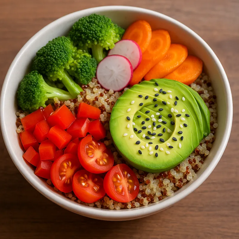 Quinoa-Gemüse-Bowl mit Avocado & Sesam